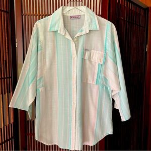 Vintage 80's Cabrais Cotton Candy Pastel Button Down Collared Shirt